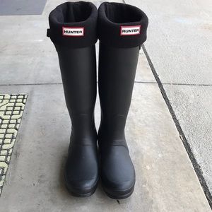 Matte Black Hunter Rain Boots with Socks